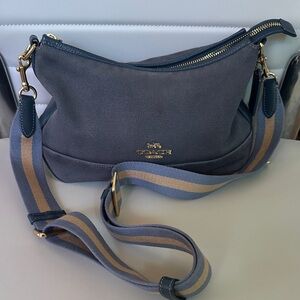 Coach Dark Blue Crossbody Bag with Gold Accents